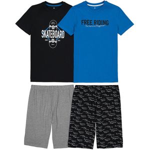 Set van 2 pyjashorts in jersey, skateboard motief LA REDOUTE COLLECTIONS. Katoen materiaal. Maten 18 jaar - 180 cm. Blauw kleur