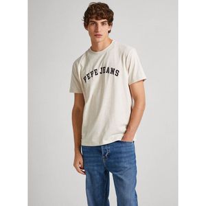 T-shirt met korte mouwen en logo PEPE JEANS. Katoen materiaal. Maten XXL. Beige kleur