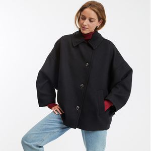Korte oversized jas met knoopsluiting LA REDOUTE COLLECTIONS. Polyester materiaal. Maten XL. Zwart kleur