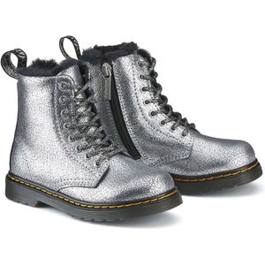 Gevoerde boots 1460 in folieleer DR. MARTENS. Leer materiaal. Maten 29. Zilver kleur