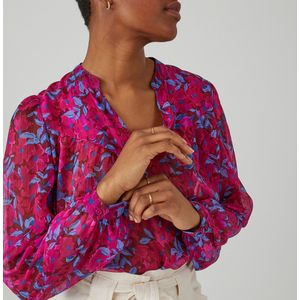 Bedrukte losse blouse met lange mouwen LA REDOUTE COLLECTIONS. Polyester materiaal. Maten 48 FR - 46 EU. Roze kleur