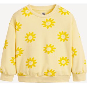 Sweater met ronde hals, in molton, bloemenprint LA REDOUTE COLLECTIONS. Molton materiaal. Maten 4 jaar - 102 cm. Geel kleur
