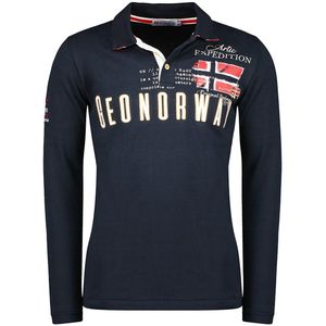 Polo in piquétricot met lange mouwen Kason GEOGRAPHICAL NORWAY. Katoen materiaal. Maten S. Blauw kleur