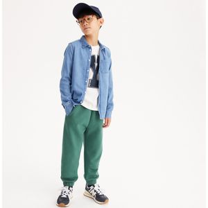 Oversized jogging in molton LA REDOUTE COLLECTIONS. Geruwd molton materiaal. Maten 3 jaar - 94 cm. Groen kleur