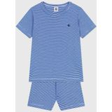 Gestreepte pyjashort in katoen PETIT BATEAU. Katoen materiaal. Maten 6 jaar - 114 cm. Blauw kleur
