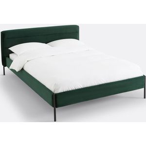 Opgevuld bed in fluweel met bedbodem, Obias LA REDOUTE INTERIEURS. Fluweel materiaal. Maten 160 x 200 cm. Groen kleur