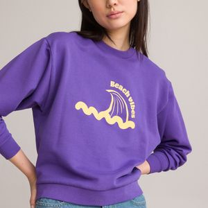 Sweater met motief vooraan LA REDOUTE COLLECTIONS. Katoen materiaal. Maten S. Violet kleur