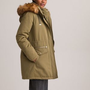 Halflange parka met kap LA REDOUTE COLLECTIONS. Katoen materiaal. Maten 38 FR - 36 EU. Groen kleur