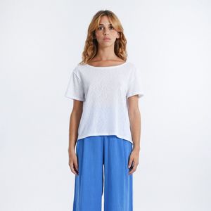 T-shirt met korte mouwen, open rug gekruist LILI SIDONIO. Viscose materiaal. Maten L. Wit kleur