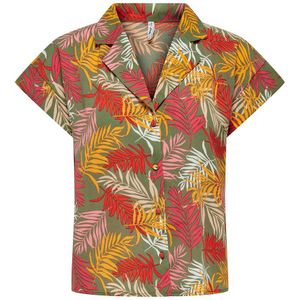 Bedrukte blouse, korte mouwen ONLY. Polyester materiaal. Maten XS. Groen kleur