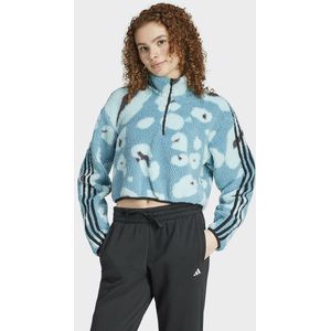 Cropped sweater 1/4 rits Essentials 3 stripes ADIDAS SPORTSWEAR. Polyester materiaal. Maten XL. Zwart kleur