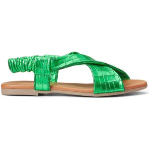 Platte sandalen in leer Emilie PIECES. Leer materiaal. Maten 40. Groen kleur