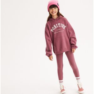 Oversized hoodie met tekst, in molton LA REDOUTE COLLECTIONS. Geruwd molton materiaal. Maten 5 jaar - 108 cm. Roze kleur