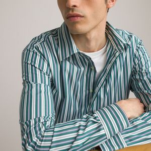 Slim hemd met lange mouwen LA REDOUTE COLLECTIONS. Katoen materiaal. Maten XL (43/44). Groen kleur