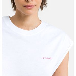 T-shirt in bio katoen met ronde hals en korte mouwen MAISON LABICHE. Bio katoen materiaal. Maten XL. Wit kleur