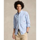 Recht hemd, oxford, geborduurde motiefjes POLO RALPH LAUREN. Katoen materiaal. Maten M. Blauw kleur