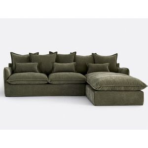 Hoekbank van mêlee polyester, rechterhoek, Odna LA REDOUTE INTERIEURS. Mêlee polyester materiaal. Maten rechterhoek. Groen kleur