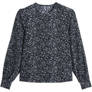 Blouse met ronde hals en lange mouwen LA REDOUTE COLLECTIONS. Polyester materiaal. Maten 48 FR - 46 EU. Zwart kleur