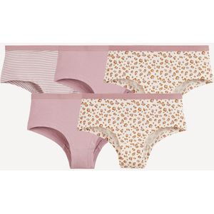 LA REDOUTE COLLECTIONS - Set van 5 Hipsters - Mauve en Ecru - Katoen