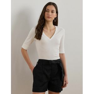 T-shirt met 3/4-mouwen en V-hals LAUREN RALPH LAUREN. Katoen materiaal. Maten S. Wit kleur