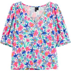 Bedrukte blouse met V-hals VERO MODA. Viscose materiaal. Maten XS. Multicolor kleur