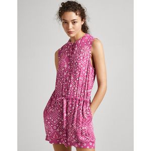 Bedrukte combishort, zonder mouwen PEPE JEANS. Viscose materiaal. Maten L. Roze kleur