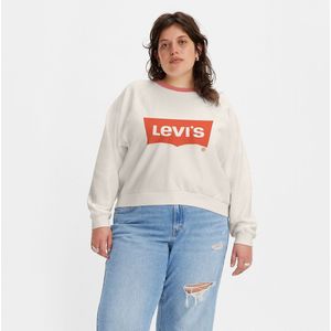 Cropped sweater, logo vooraan LEVI’S PLUS. Katoen materiaal. Maten 44/46 FR - 42/44 EU. Wit kleur