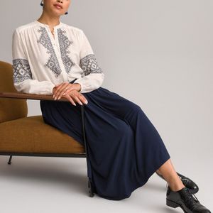 Wijde rok in tricot, halflang ANNE WEYBURN. Viscose materiaal. Maten 48 FR - 46 EU. Zwart kleur