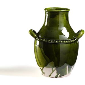 Decoratieve vaas in gebakken aardewerk, H30 cm, Makero LA REDOUTE INTERIEURS. Keramiek materiaal. Maten één maat. Groen kleur