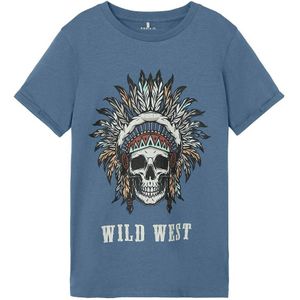 T-shirt met korte mouwen NAME IT. Katoen materiaal. Maten 9/10 jaar - 132/138 cm. Blauw kleur