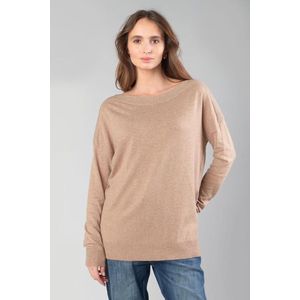 Trui met boothals in fijn tricot LE TEMPS DES CERISES. Viscose materiaal. Maten M. Beige kleur