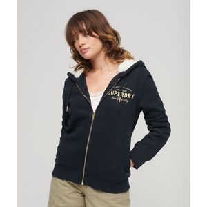 Zip-up hoodie Metallic Logo SUPERDRY. Katoen materiaal. Maten 36 FR - 34 EU. Blauw kleur