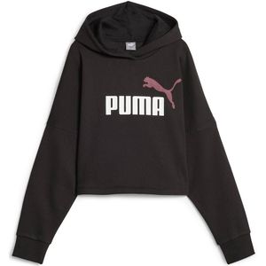 Crop hoodie in molton PUMA. Geruwd molton materiaal. Maten 16 jaar - 162 cm. Zwart kleur