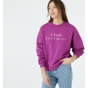 Sweater met geborduurde tekst LA REDOUTE COLLECTIONS. Katoen materiaal. Maten XXL. Violet kleur