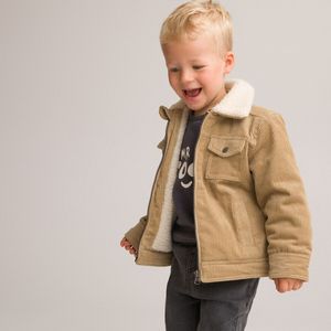 Jas in fluweel, gevoerd in sherpa LA REDOUTE COLLECTIONS. Katoen materiaal. Maten 9 mnd - 71 cm. Beige kleur