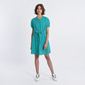 Korte jurk met knoopsluiting en strikceintuur MOLLY BRACKEN. Katoen materiaal. Maten XL. Groen kleur