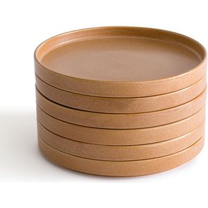 Set van 6 platte borden in reactief glazuur, Boldi LA REDOUTE INTERIEURS. Zandsteen materiaal. Maten één maat. Kastanje kleur