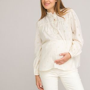 Zwangerschapsblouse, in Engels kant LA REDOUTE COLLECTIONS. Katoen materiaal. Maten 38 FR - 36 EU. Wit kleur