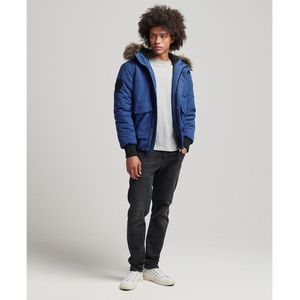 Warm bomberjasje met rits en kap Everest SUPERDRY. Polyester materiaal. Maten XL. Blauw kleur