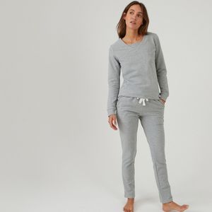 2-delige pyjama in molton LA REDOUTE COLLECTIONS. Molton materiaal. Maten 42/44 FR - 40/42 EU. Grijs kleur