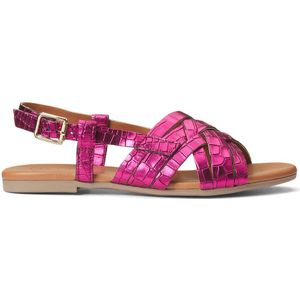 Platte sandalen in leer Emma PIECES. Leer materiaal. Maten 38. Violet kleur