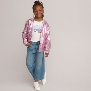 Windjack met kap, geïriseerd LA REDOUTE COLLECTIONS. Polyester materiaal. Maten 8 jaar - 126 cm. Roze kleur