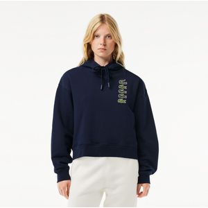 Hoodie in molton LACOSTE. Katoen materiaal. Maten 44 FR - 42 EU. Blauw kleur