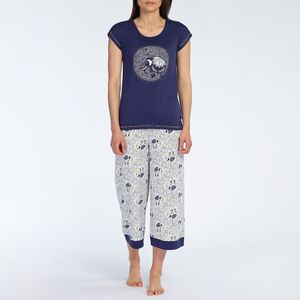 Pyjama met kuitbroek en korte mouwen Ivoire DODO. Katoen materiaal. Maten S. Blauw kleur