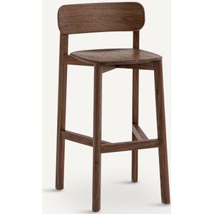 Barstoel in notenhout, design E.Gallina, Batignolles AM.PM. Hout materiaal. Maten één maat. Kastanje kleur