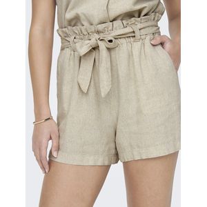 Short in gemengd linnen JDY. Linnen materiaal. Maten 40 FR - 38 EU. Beige kleur