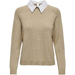 Trui in fijn tricot met polokraag ONLY. Viscose materiaal. Maten XL. Beige kleur