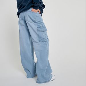 Cargo jeans met lage taille LA REDOUTE COLLECTIONS. Katoen materiaal. Maten M. Blauw kleur