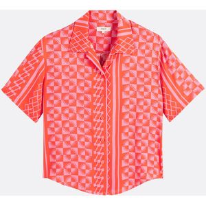 Vloeiend vallende blouse met print en korte mouwen, LUZ SUNCOO. Viscose materiaal. Maten 0(XS). Rood kleur