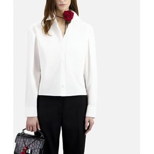 Rechte blouse met knoopsluiting en lange mouwen THE KOOPLES. Katoen materiaal. Maten 2(M). Wit kleur